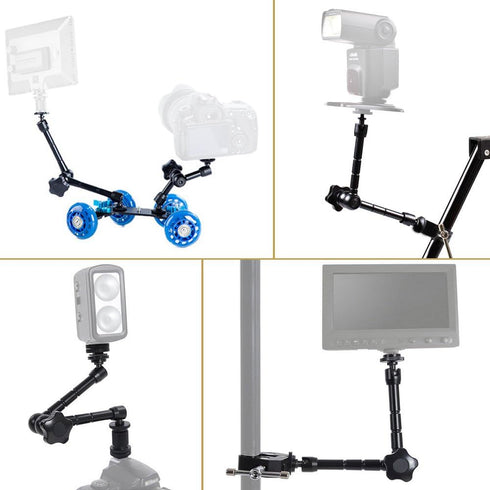 KAGYOKU 11" Articulating Magic Friction Arm with Large Super Crab Clamp Mount Clip Pliers for DSLR Camera Monitor LED