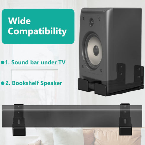 WALI Universal Soundbar Wall Mount, Center Channel Speaker Dual Bracket Holds up to 33 lbs, Black