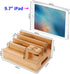 Charging Station Organizer, Fast Charging Station for Multiple Devices, 5-Port USB Bamboo Wood Charging Dock, Universal