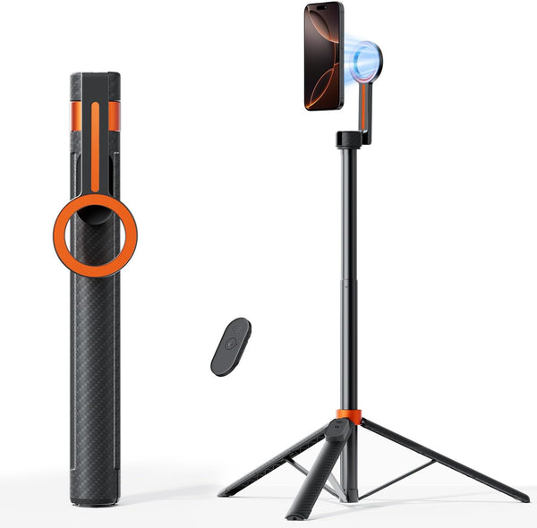 TODI 65" Magnetic Tripod for iPhone with Remote, Selfie Stick for iPhone Magsafe,