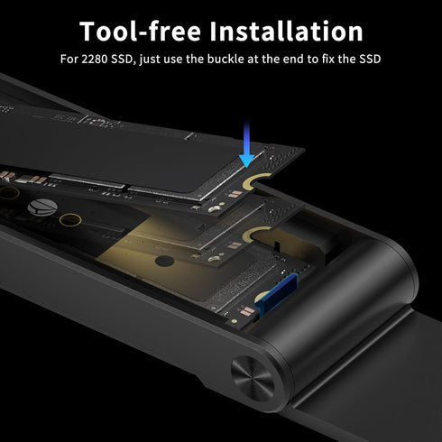 FIDECO M.2 NVMe SSD Enclosure, USB 3.2 Gen 2 to M.2 NVMe Adapter, Tool-Free Installation, Support UASP