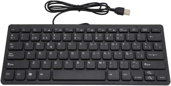 Tosuny Spanish Computer Keyboard, Wired Mini Portable Ultrathin Silent Business Keyboard with 78 Keys