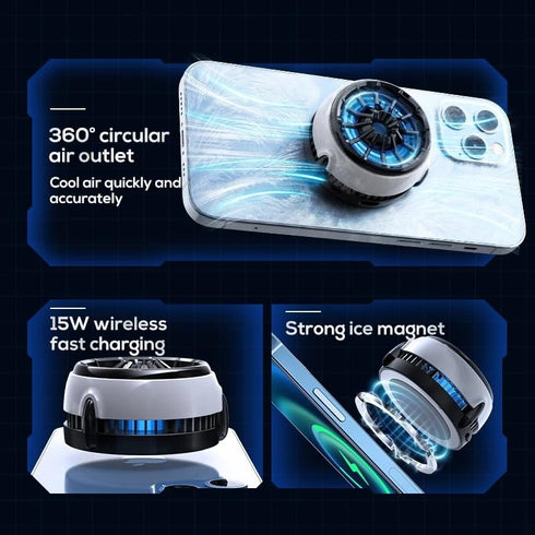 MEMO Magnetic Gaming Phone Cooler - Fast Wireless Charger 15W, Portable Semiconductor Radiator Fan for