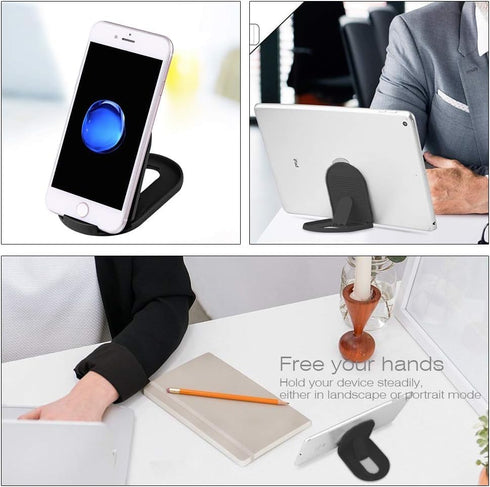 Cell Phone Stand for Desk, 6 Pack Black Portable Foldable Desktop Holder, Adjustable Universal Multi-Angle Cradle