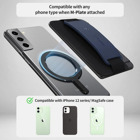 Sinjimoru Magnetic Wallet for iPhone, Magnetic Card Holder for MagSafe Wallet with Phone Grip