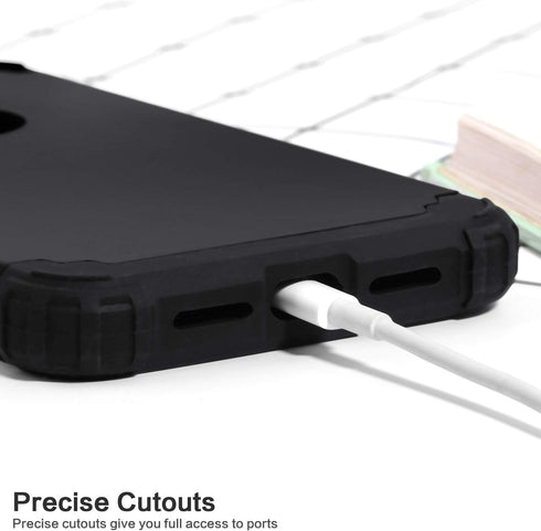IDweel iPhone XR Case with Tempered Glass Screen Protector, 3 in 1 Shockproof Slim Hybrid Heavy Duty Cover, Black