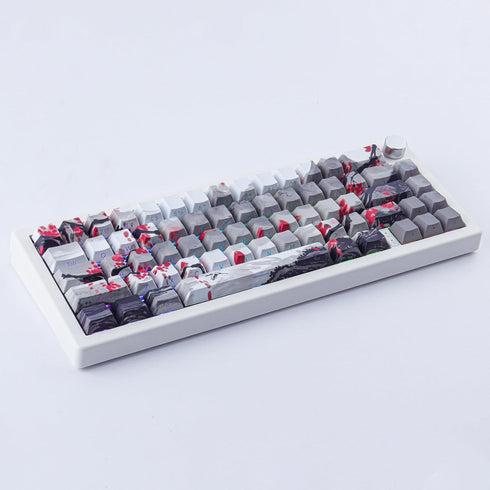 Tsungup PBT Keycaps - Side Printed Keycap Set, 135 Keys Double Shot Shine Through Landscape Painting Custom Keycaps for
