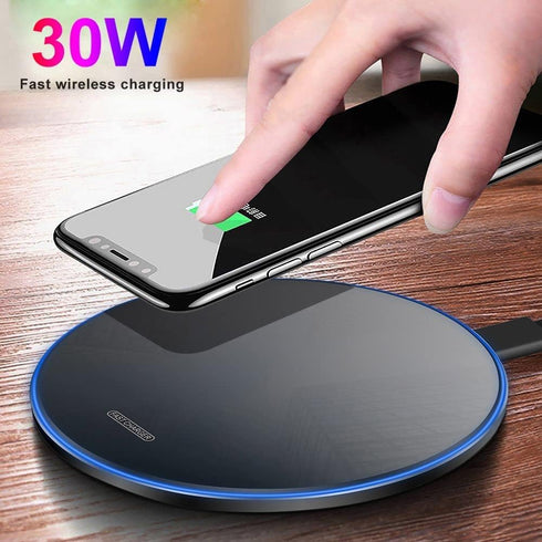Wireless Charger • 30W Max Charging Pad • Compatible with Samsung Galaxy S23/S22/S21/S21 Ultra/S20/Note 20/10, Google
