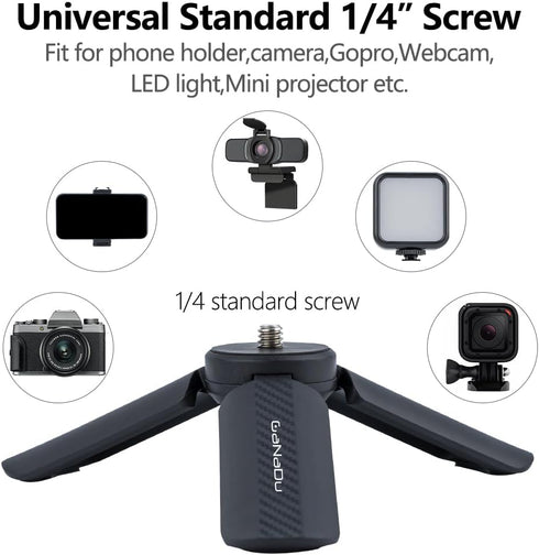 Generic 1/4" Mini Tripod Compact Desktop Stand with Screw Interface, Non-Slip Rubber Feet, Lightweight & Portable