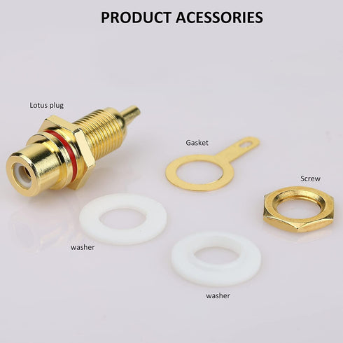 10Pcs Audio Terminal Jack Panel Mount | RCA Lotus Head Welding Female Socket Connector (5Pcs Black + 5Pcs Red)
