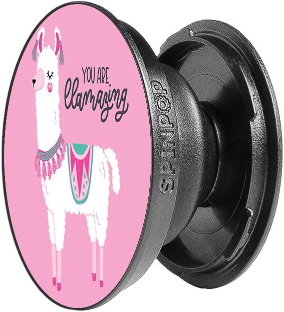SPINPOP Grip and Kickstand for Phones and Tablets - Pink LLAMAZING Llama