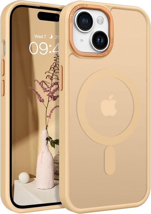 BENTOBEN Translucent Matte Slim Magnetic Case for iPhone 15 Plus, Compatible with MagSafe, Khaki