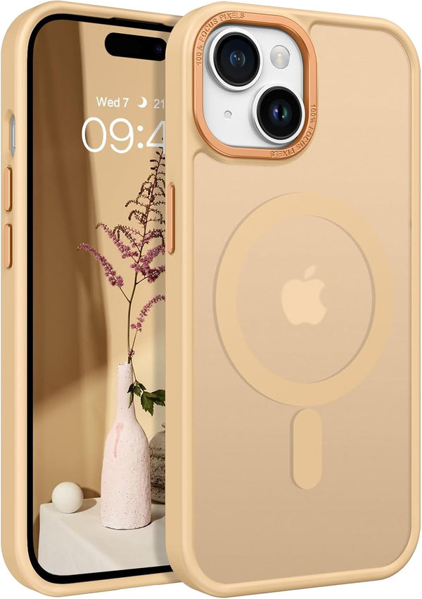 BENTOBEN Translucent Matte Slim Magnetic Case for iPhone 15 Plus, Compatible with MagSafe, Khaki