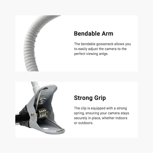 Holicfun Flexible Clip Mount for Indoor/Outdoor Security Cameras, 15cm Gooseneck, Compatible with Ring, Blink, Eufy,