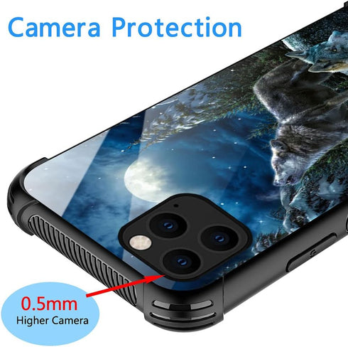 DJSOK Case Compatible with iPhone 11, Wolf Moon Night Case for Man Boys Girls Shockproof Rugged Cover