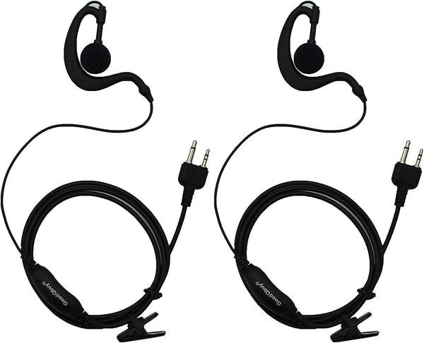 2Pcs G Shape Clip-Ear Walkie Talkie Headset Earpiece with Mic for Midland LXT118 GXT1000VP4 LXT500VP3
