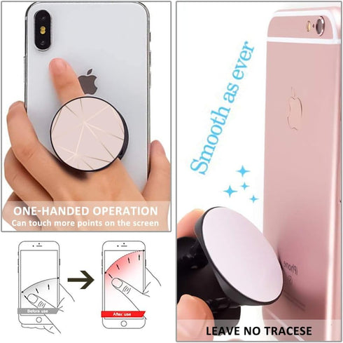 MOKKI 4 Pack Phone Grip, Cell Phone Holder for Smartphone, Finger Expanding Kickstand - Rose Gold White Marble
