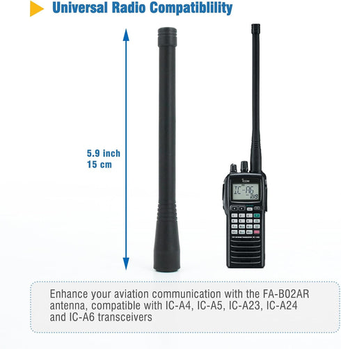 IFREQTECH 2 Pack FA-B02AR IC-A5, IC-A6, IC-A14, IC-A14S, IC-A16, IC-A24, IC-A25 8" 118-137MHz Antenna Compatible White
