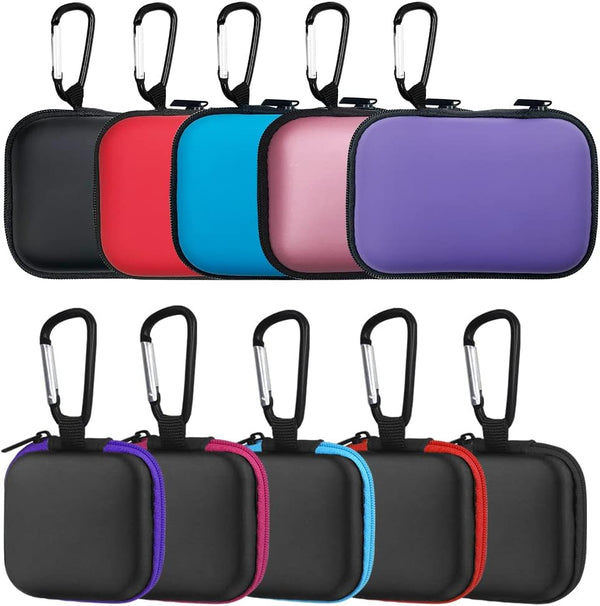 lyfLux Earbud Case - 10 Pieces Square & Rectangular Headphone Cases with Clips for Headphones, SD Cards, Wireless