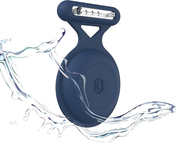 Waterproof AirTag Holder Case with Brooch Pin - Hidden Cover for Kids, Full Protective Anti-Lost GPS Tracker (Blue)