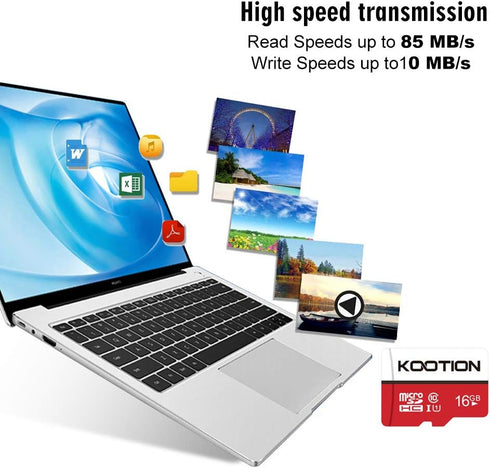 KOOTION 16GB Micro SD Card Class-10 UHS-I High Speed TF Card - 10 Pack Memory Card 16 gb R Flash C10 U1