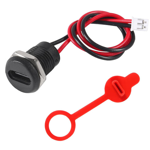 5Pcs 2Pin Charging Socket Female Mount Connector, USB Type-C Port Charging Interface with Waterproof Cover Cap
