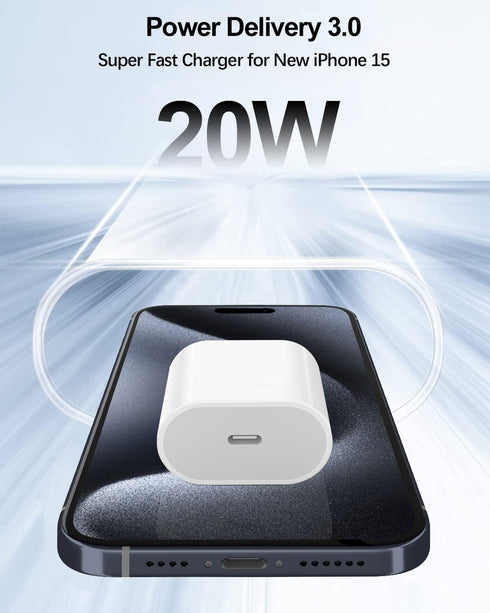 20W USB C Fast Charger for iPad Pro 12.9/11 inch, New iPad Air 5/4th, iPad 10th Generation, iPad Mini 6, PD Wall Charger Block with 6.6ft USB C to C Charging Cable