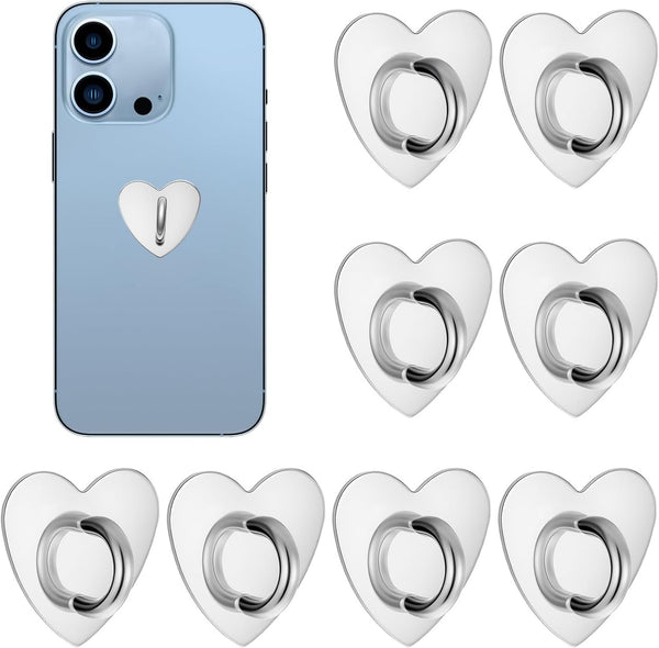 Jxiwfvl 8 PCS Heart Shaped Phone Charm Hooks, Universal Adhesive Metal Cell Phone
