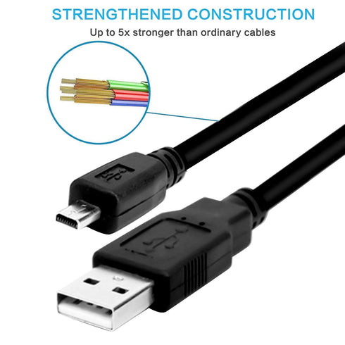Replacement USB Camera Transfer Data Charging Cable for Sony Cybershot DSCH200, DSCH300, DSCW370, DSCW800 (Black)