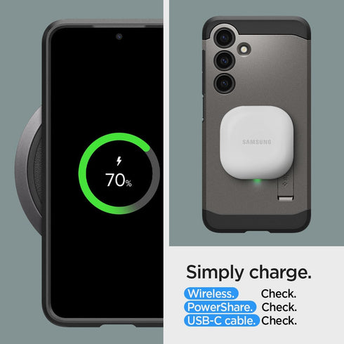 Spigen Tough Armor Case for Galaxy S24, Gunmetal, with Kickstand & Military-Grade Protection