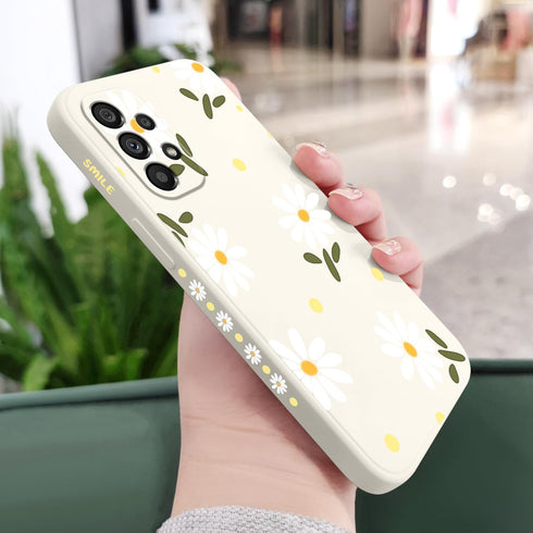 Soft Silicone Drop Protective Flower Case for Samsung Galaxy A53 5G, Creative Design - Daisy White