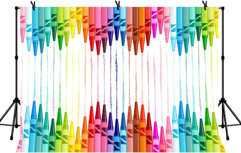 LYLYCTY Painting Backdrop, Color Crayons Kindergarten Kickoff Party Backgrounds 7x5 Feet Baby Shower