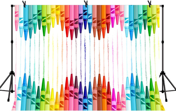 LYLYCTY Painting Backdrop, Color Crayons Kindergarten Kickoff Party Backgrounds 7x5 Feet Baby Shower