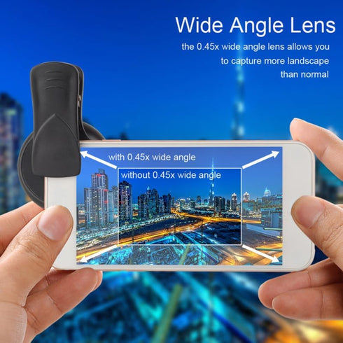 Hemobllo 0.45X 12.5X Set Universal Mobile Phone Lens Wide Angle and Macro Clip-on Lens for Smartphone Photography