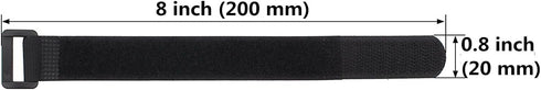 50-PCS Black Hook and Loop Reusable Fastening Cable Tie Down Straps - 0.8" x 8"