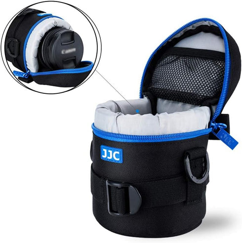 JJC Camera Lens Pouch Case for Canon EF-S 18-55mm, Nikon AF-S 18-55mm, Fujifilm XF 16mm 23mm, Zipper Polyester Bag