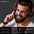 PowerLocus Bluetooth Over-Ear Headphones, Wireless and Wired Headsets with Built-in Mic, Micro SD/TF, FM (Black/Red)