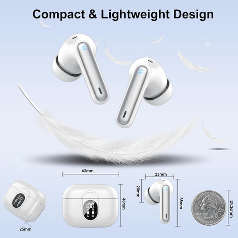 Wireless Earbuds, 2024 Bluetooth 5.3 Headphones, HiFi Stereo Earphones, 40H Playtime, IP7 Waterproof