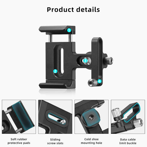 FANAUE SSD Mount Bracket with Cold Shoe Cable Clamp, 1.5"-2.1" for Samsung T5 T7 SSD, Compatible with BMPCC Camera Cage