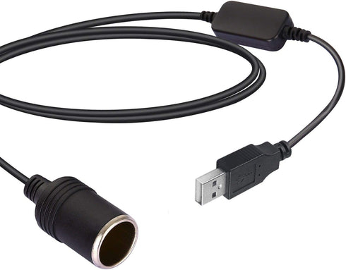 Apoi USB A Male to 12V Car Cigarette Lighter Socket - Female Step Up Cable Inverter (1.96FT/0.6M)