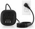 Power Strip with 3 Outlets and 3 USB Ports, Desktop Charging Station with 5 ft Extension Cord - Black