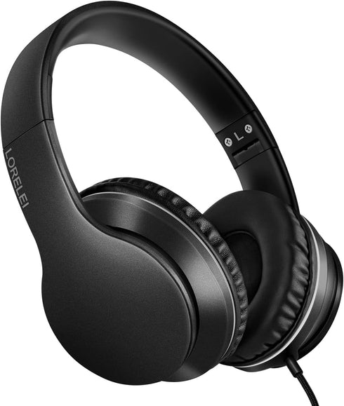 LORELEI X6 Over-Ear Headphones with Microphone, Lightweight Foldable & Portable Stereo Bass Headphones