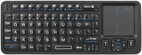 Rii K06 Mini Bluetooth Keyboard - Backlit 2.4GHz Wireless Keyboard with IR Learning, Portable Lightweight Touchpad,