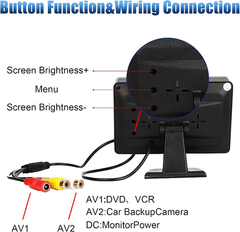 ZIMISI 4.3 Inch 12V TFT LCD Car Color Parking Aid System Monitor Display, DC Car Rearview Reverse Screen, Automotive