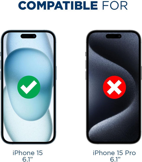Tech Armor Screen Protector for iPhone 15 6.1 inch - Ballistic Tempered Glass, Case Friendly, Sensor Protection, HD, 9H Hardness, 3 Pack + Bonus Camera Lens Protectors