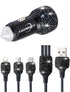 Bling Car Charger Accessories Set, Rhinestone Dual USB Car Chargers + Bling 3 in 1 Charging Cable for Girls