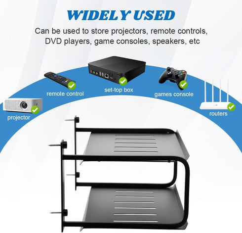 Tookie 2 Accessories(10.24 8.27in) Layers Projector Shelf, Wall Mount Double Floating Shelf Under TV Entertainment