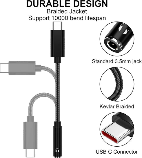 USB Type C to 3.5mm Audio Jack Headphone Adapter for Samsung S22, S21, S20 FE, Galaxy Z Flip 3, Note 20