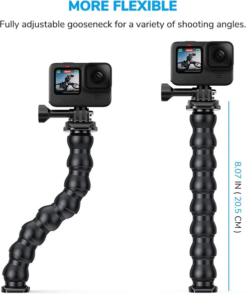 Jaws Flex Clamp Mount Gooseneck Clip for GoPro Hero 1-13, Session, DJI Osmo Action Cameras
