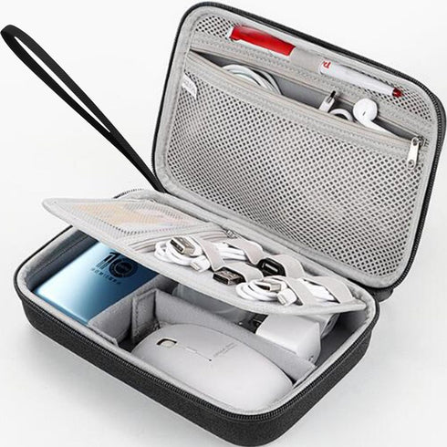 Hard Electronic Organizer Travel Case, Electronics Accessories Organizer Pouch Bag, Double Layer Shockproof Box for